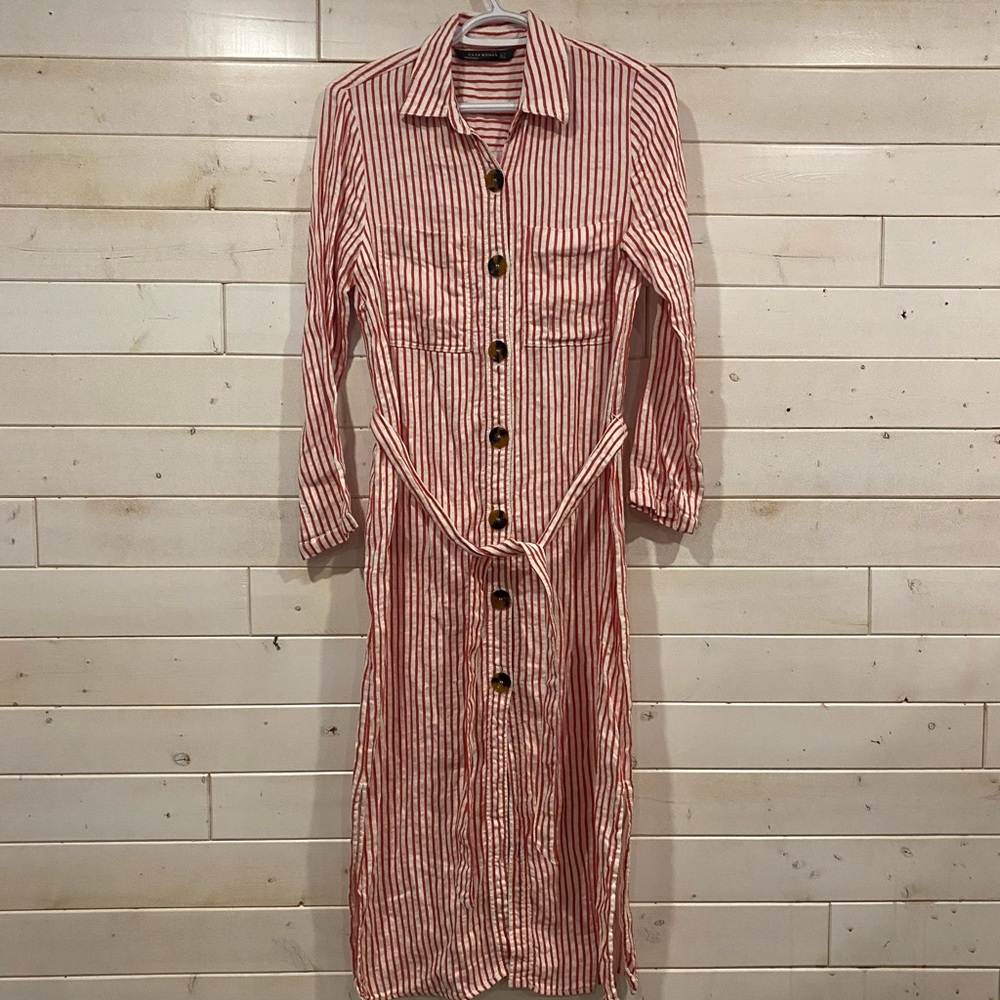 ZARA Linen Stripe Dress